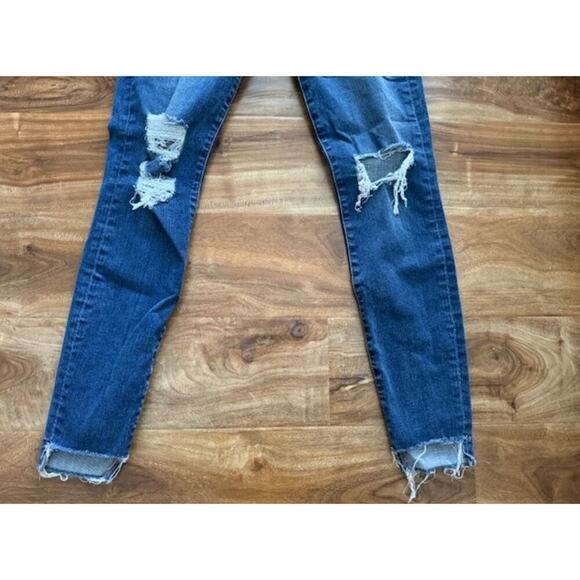 Frame Le High Skinny Distress Raw Step Hem Jeans in Woodbine Way- Size 26 - Picture 4 of 7